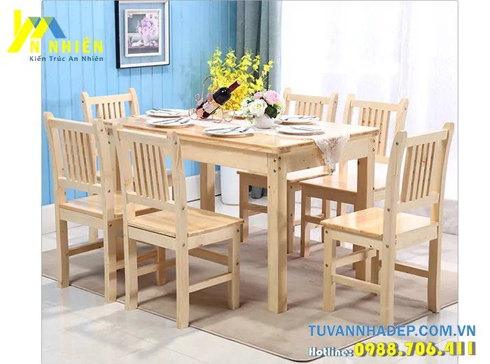 hình ảnh bàn ghế ăn bằng gỗ sồi