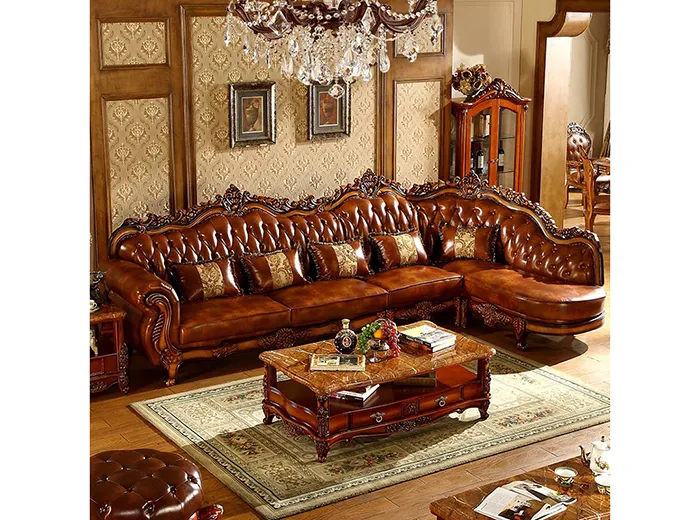 Màu sắc trầm ấm, kích thước bề thế của bộ ghế sofa mang lại sự đẳng cấp cho gia chủ