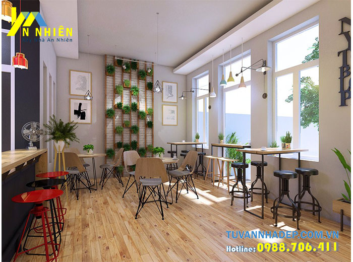 nội thất quán ăn với gỗ mdf