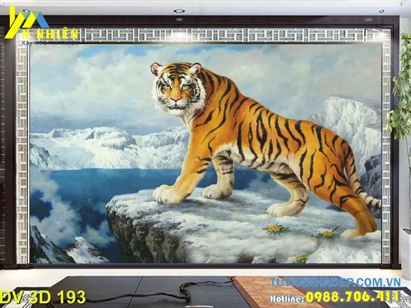 Tranh con hổ treo phòng khách và nơi làm việc Tranh sơn dầu vẽ con hổ là  một bức tranh phong thủy đẹp và ý nghĩa Trong phong thủ  Mèo ú