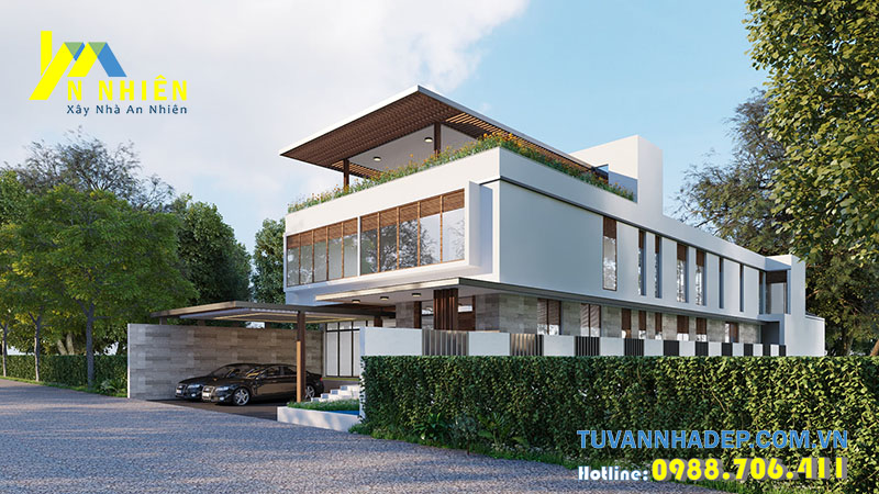 mặt bên biệt thự