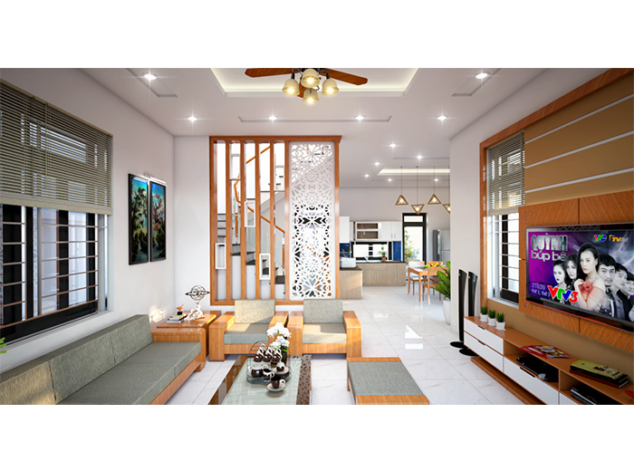 nội thất biệt thự 3 tầng chữ l 80m2