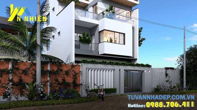 cận cảnh nhà phố 3 tầng hiện đại mặt tiền 7m