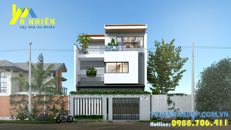 mặt tiền nhà phố 3 tầng ngang 7m