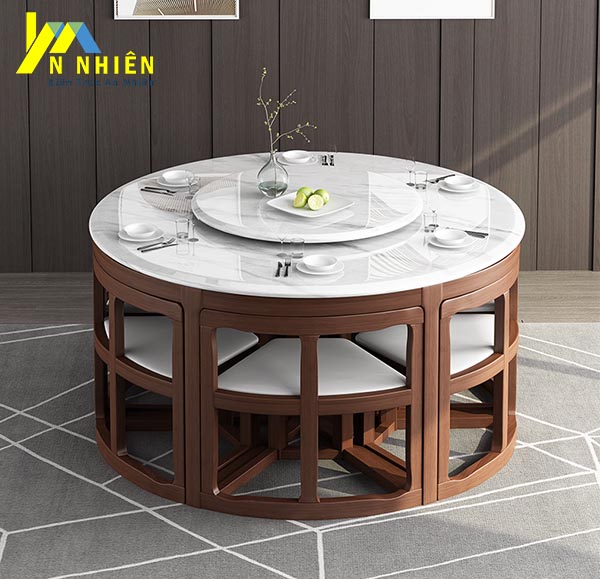 bàn ăn xoay bằng đá