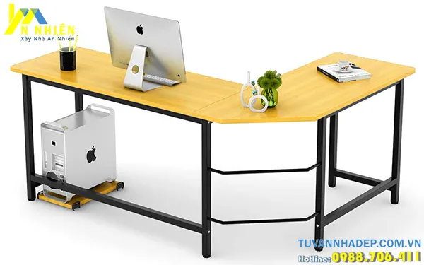 mẫu bàn làm việc chữ L chân sắt đẹp