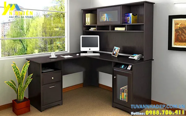 kiểu bàn kết hợp kệ sách