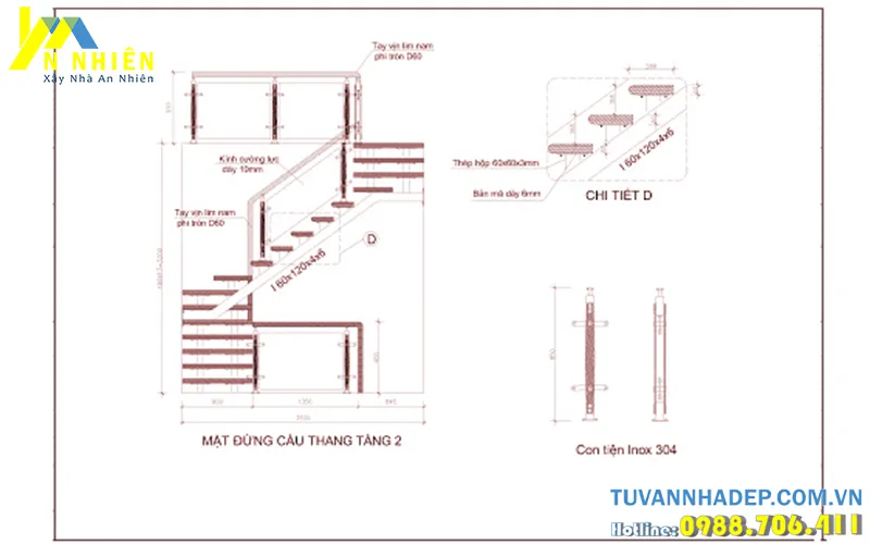 bản vẽ cấu tạo cầu thang xương cá