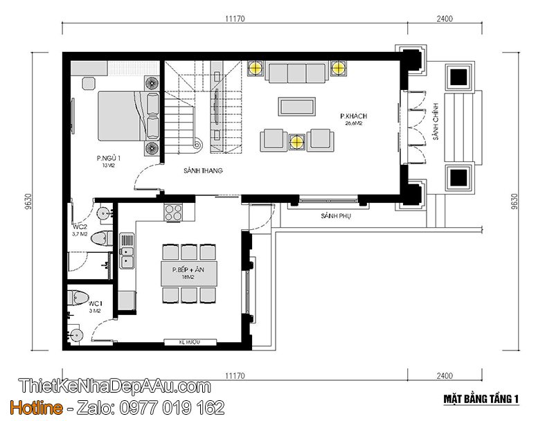 Bản vẽ biệt thự 2 tầng