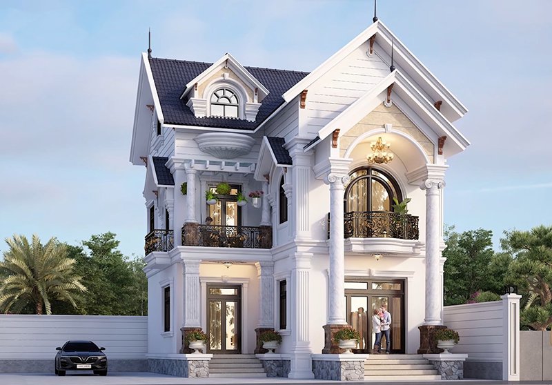 Bản vẽ thiết kế nhà 2 tầng mái thái 100m2