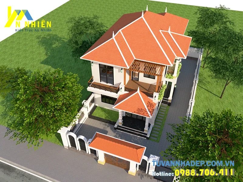 hình ảnh tổng thể biệt thự 2 tầng 100m2 hiện đại