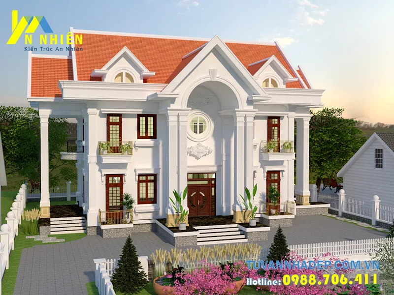 góc nghiêng nhà 2 tầng 360m2 mái thái