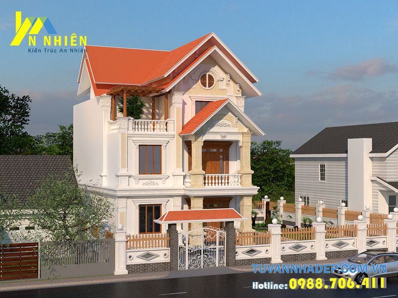 góc nghiêng biệt thự 3 tầng mái thái