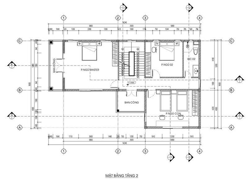 mặt bằng tầng 2