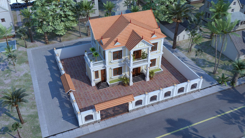 Biệt thự mái thái đẹp 2 tầng