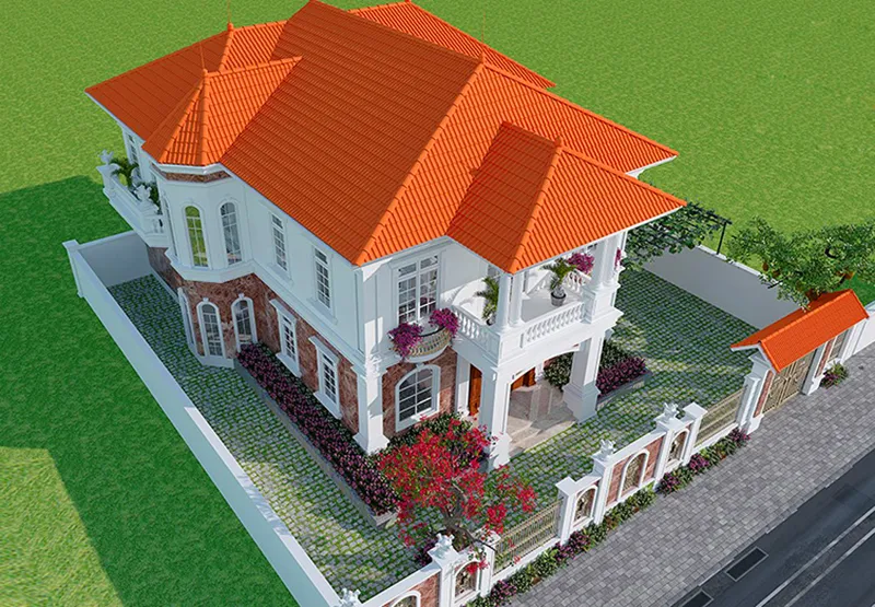 biệt thự 2 tầng mái thái đẹp