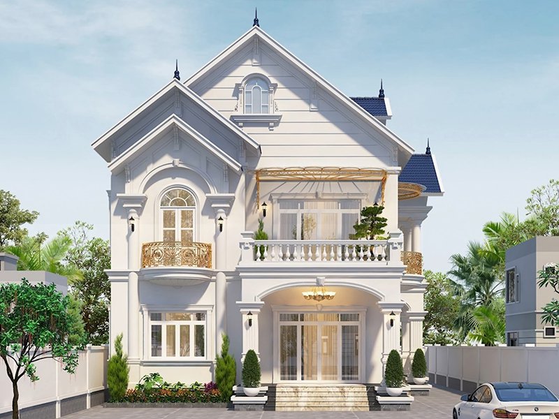 thiết kế biệt thự mái thái 5 phòng ngủ