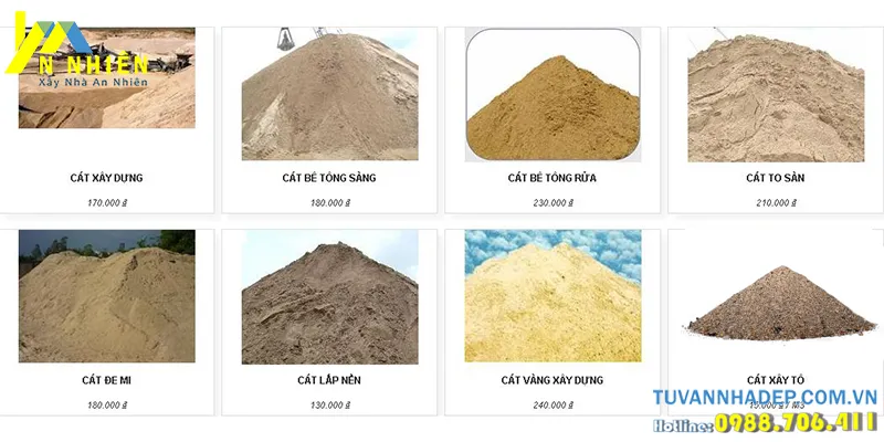 các loại cát sử dụng phổ biến trong ngành xây dựng