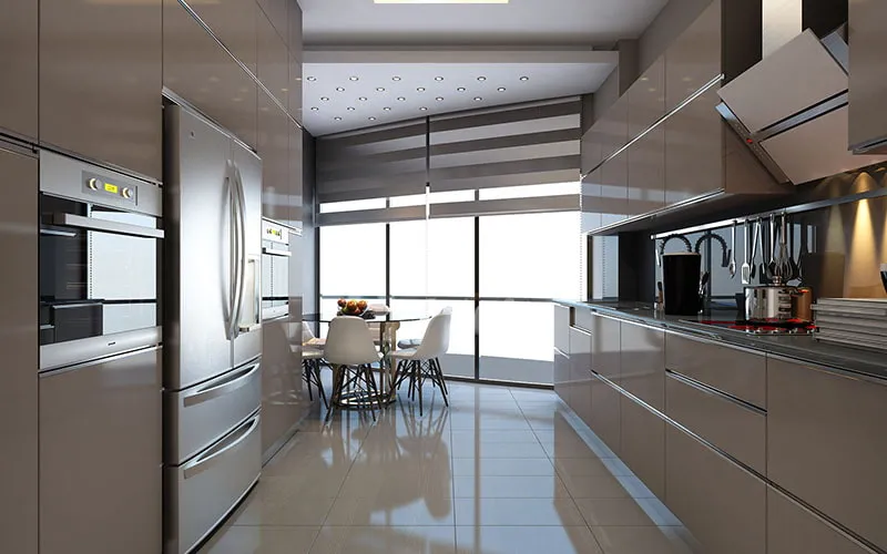 Không gian nấu ăn được thiết kế diện tích nhỏ ở vị trí khuất phòng khách