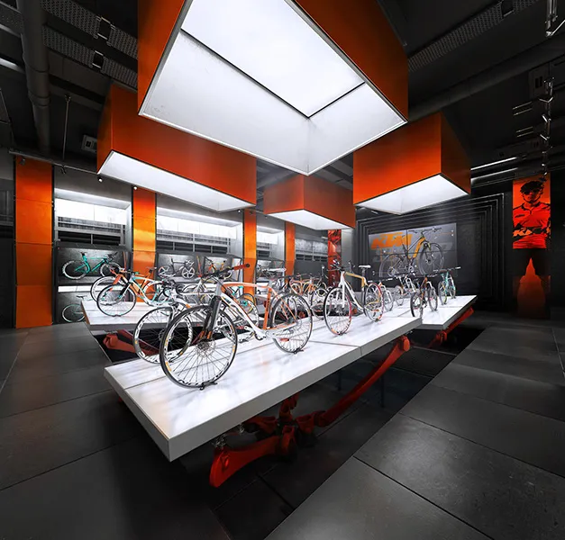 Thiết kế nội thất showroom trưng bày xe đạp địa hình đẹp