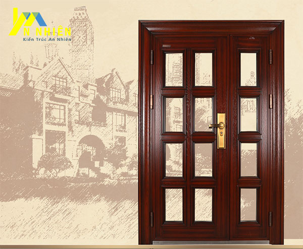 cửa kính khung gỗ