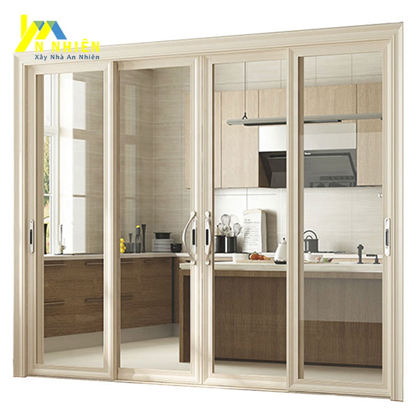 cửa kính khung màu nâu