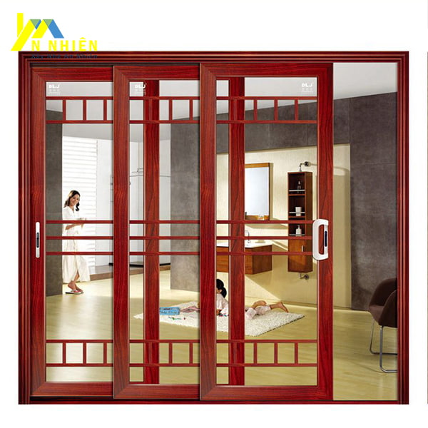 cửa lùa kính khung gỗ