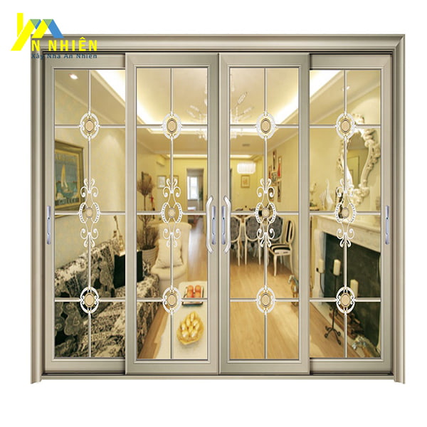 cửa khung nhôm kết hợp các tấm kính