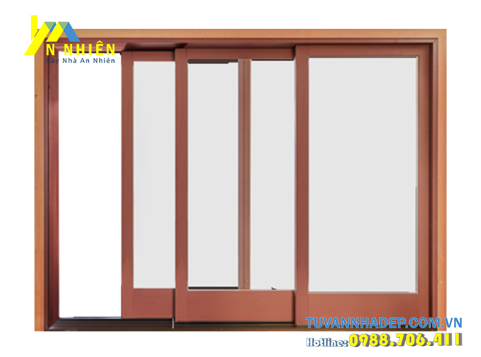 mẫu cửa lùa đẹp bằng kính khung gỗ