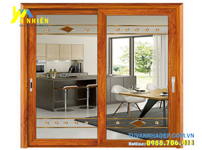 mẫu cửa 2 cánh bằng kính khung gỗ