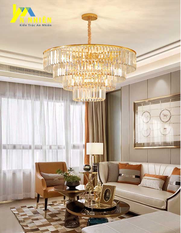 mẫu đèn chùm pha lê cho phòng khách