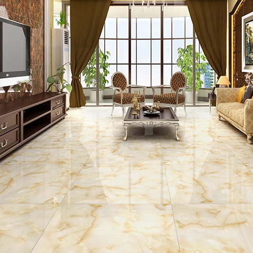 phòng khách được lát gạch bóng kiếng vừa đẹp vừa mát mẻ