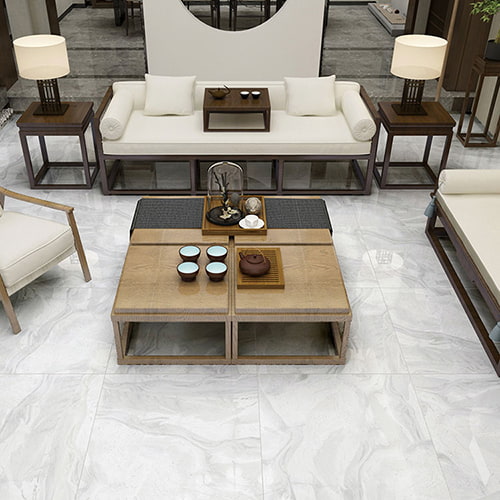 phòng khách đươc lát đá hoa đẹp