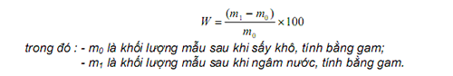 công thức tính toán độ hút nước của gạch