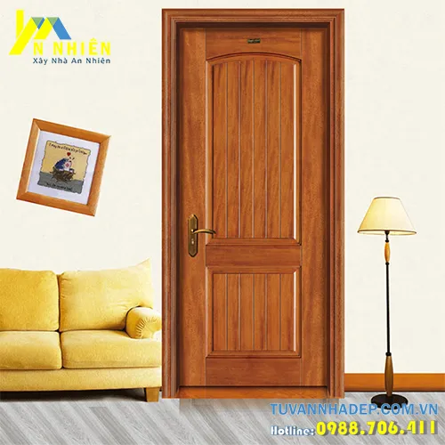 cửa phòng ngủ chất liệu gỗ công nghiệp sơn màu gỗ tự nhiên