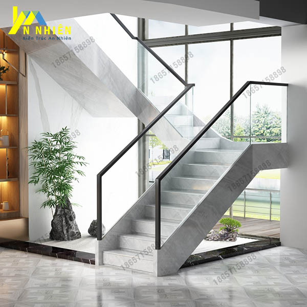 lan can kính cường lực tay vịn inox