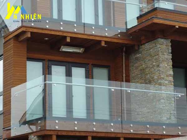 hình ảnh lan can kính cường lực pad đôi