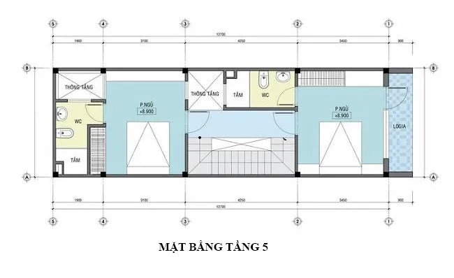 Mặt bằng nhà phố 6 tầng