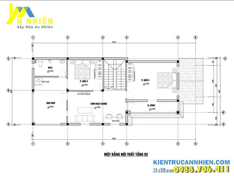 Mặt bằng biệt thự 2 tầng 119m2