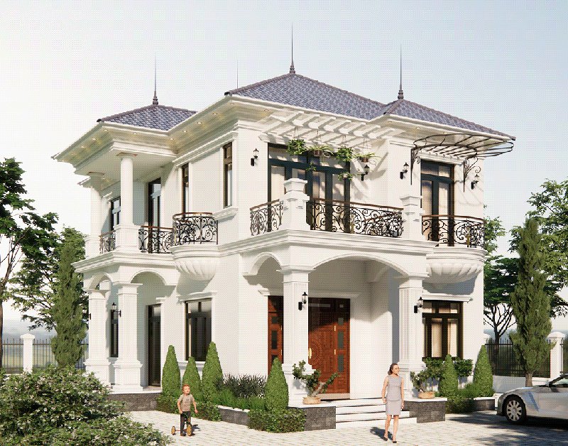 mẫu biệt thự 2 tầng 10x15m