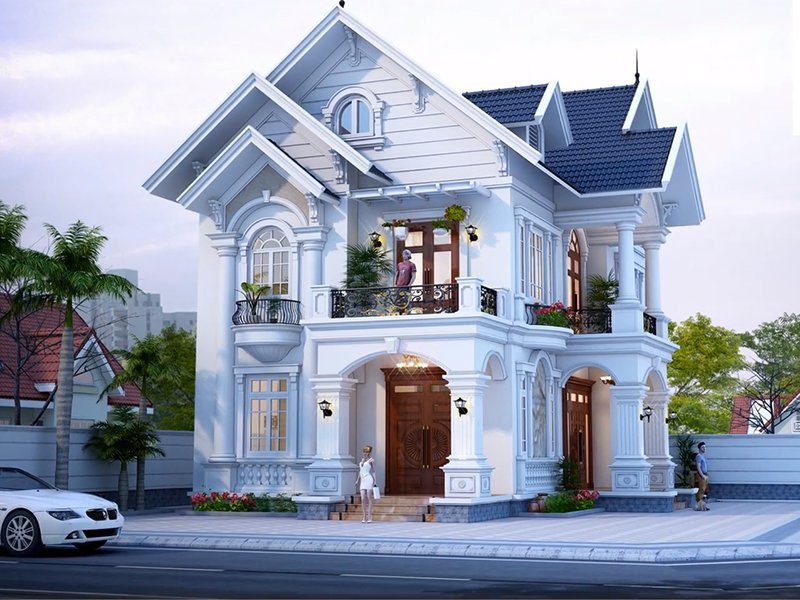 mẫu biệt thự 2 tầng mái thái 150m2