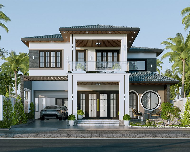 mẫu biệt thự hiện đại mặt tiền 15m