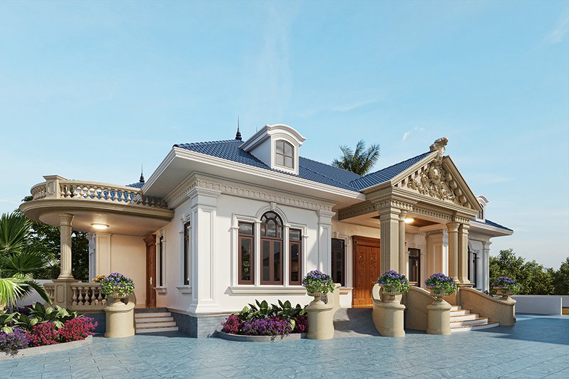 mẫu biệt thự 1 tầng mái nhật 100m2