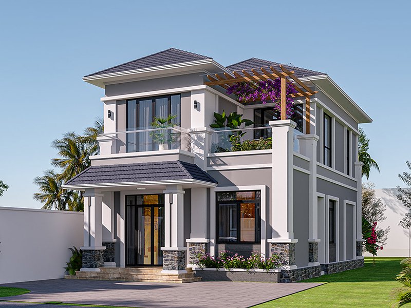 mau nha 2 tang 5 phong ngu hien dai