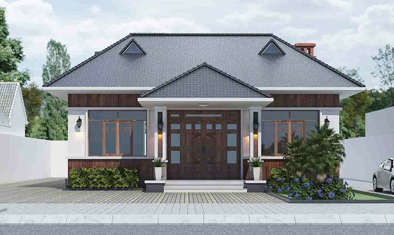 hình ảnh mẫu nhà vườn mái nhật đơn giản