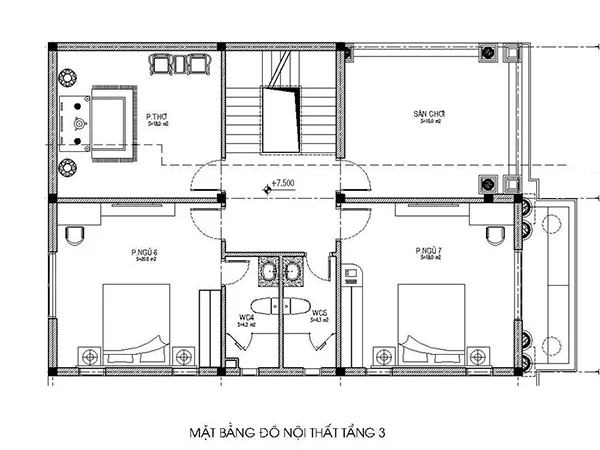 chi tiết mặt bằng công năng biệt thự 3 tầng tân cổ điển