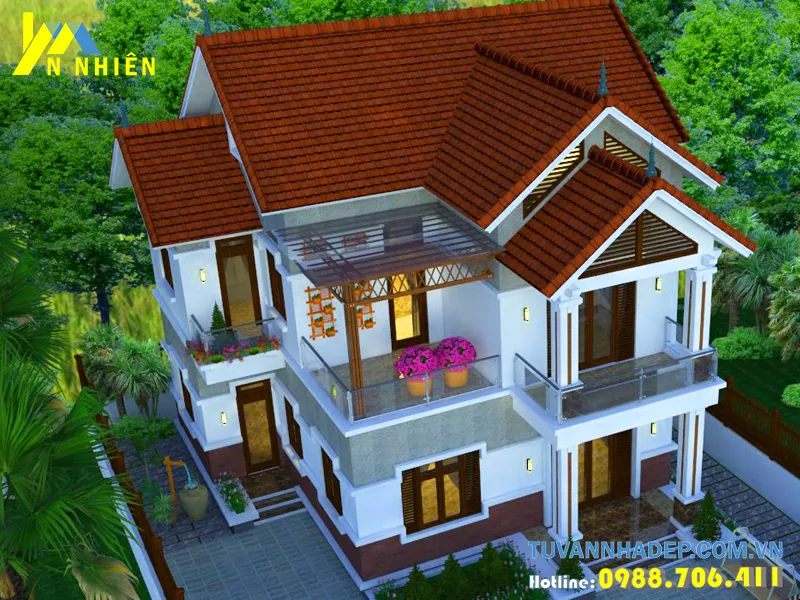 Bản vẽ kiến trúc biệt thự 4 phòng ngủ đẹp