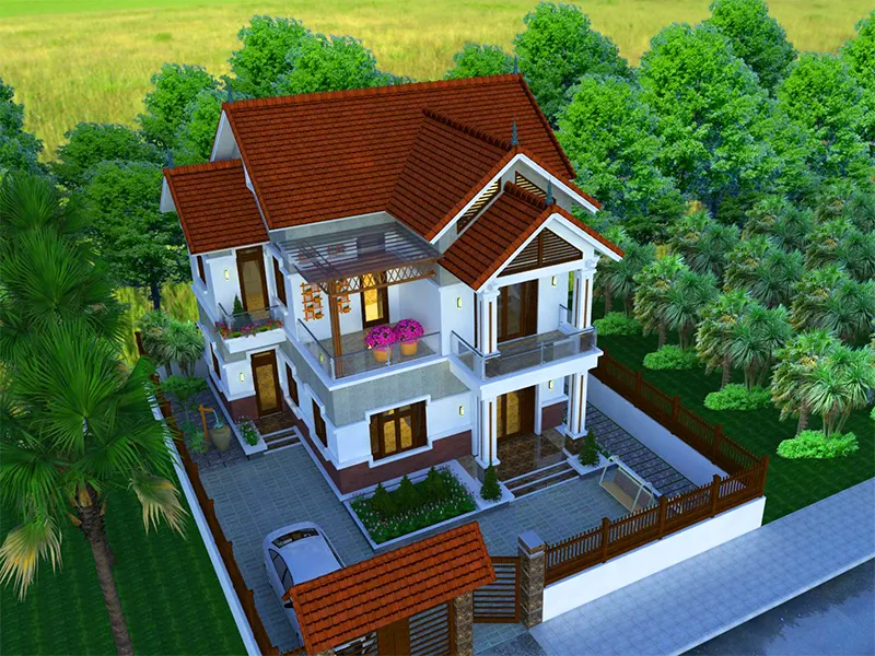 Ngôi nhà đẹp 4 phòng ngủ ở nông thôn