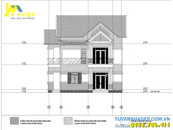 Mặt bằng nhà 2 tầng 4 phòng ngủ 120m2
