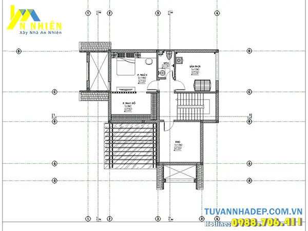 Bản vẽ nội thất mặt bằng công năng nhà 2 tầng mái thái